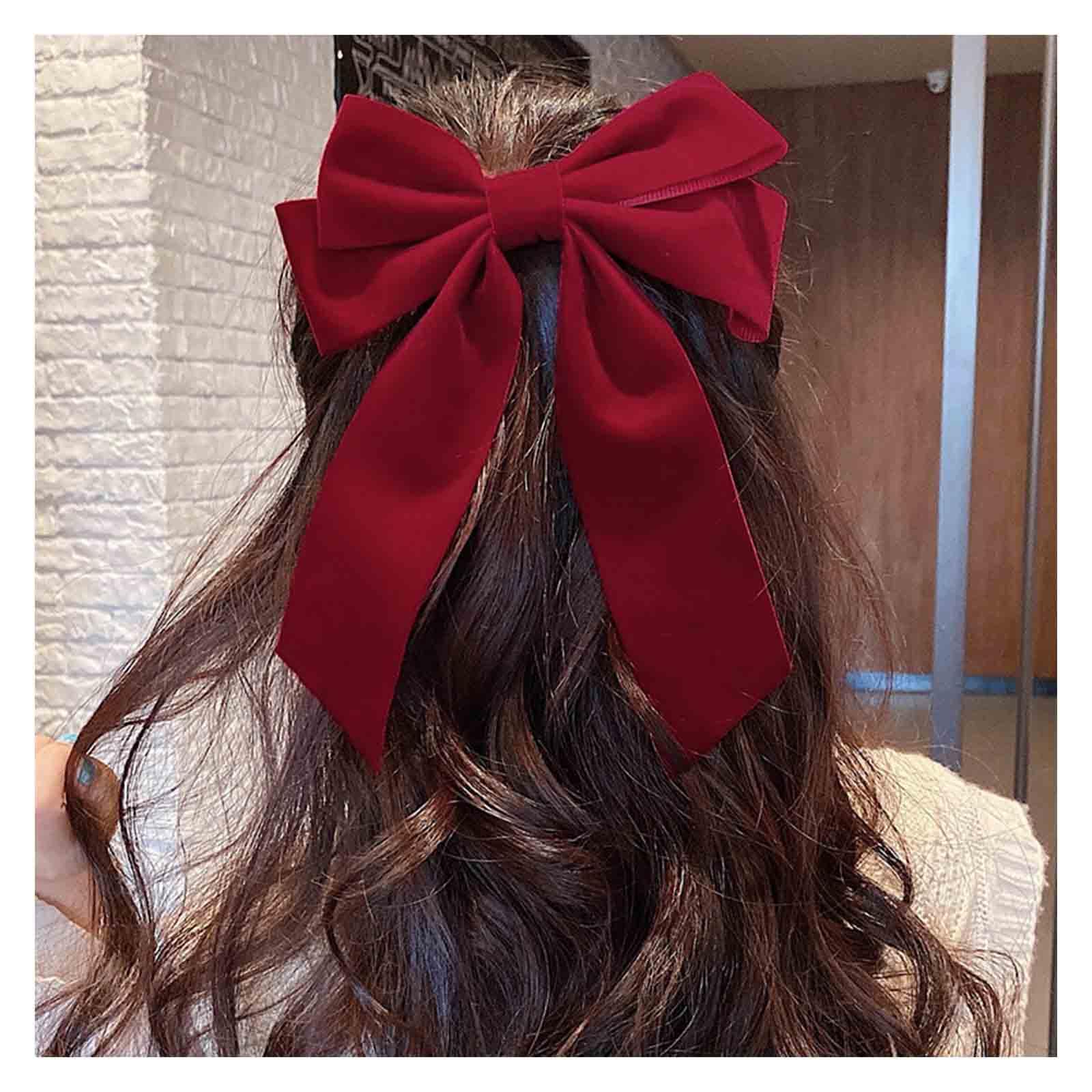 Amazon.com : Long Velvet Hair Bow Red Bow Hair Clips Ribbon Velvet